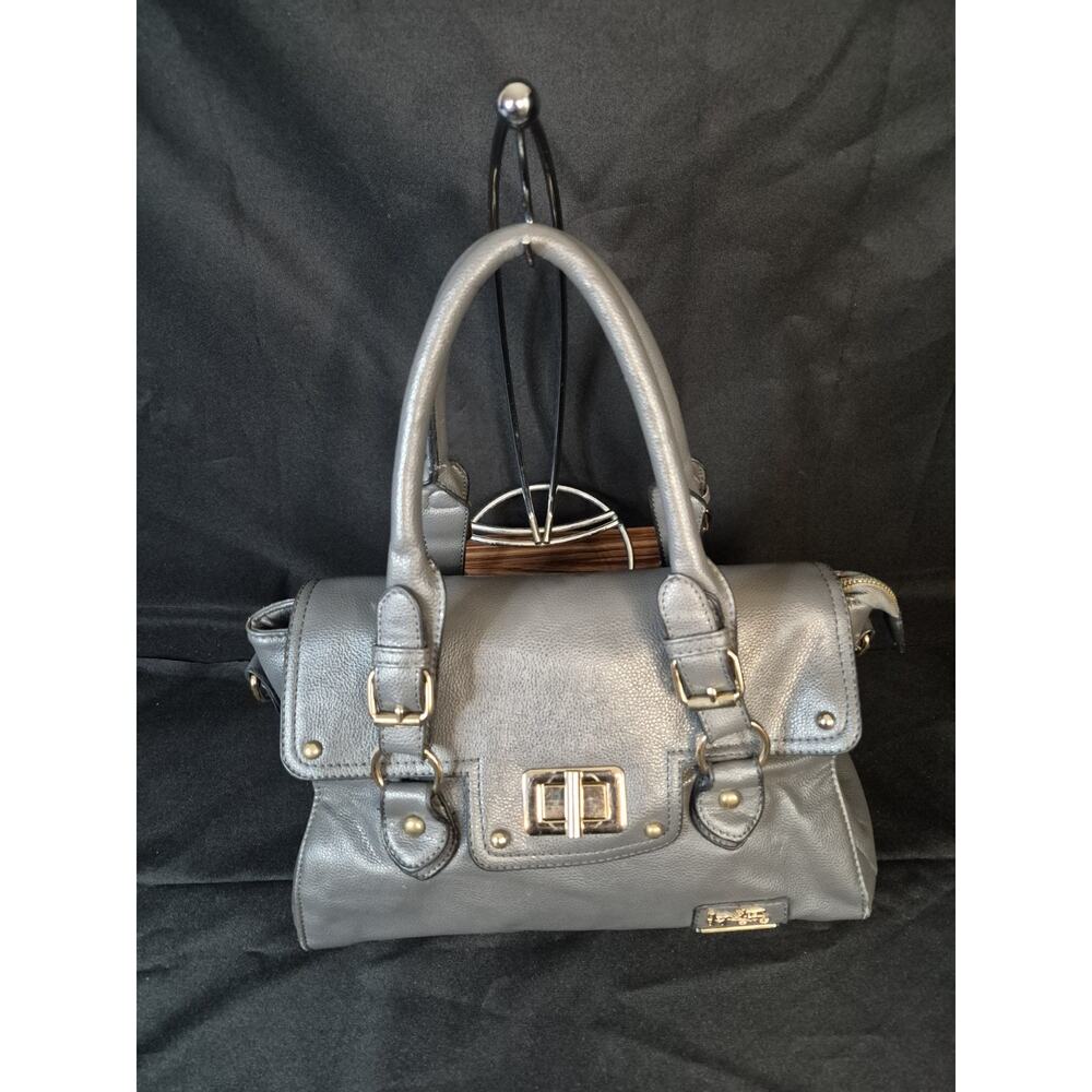 Coach Gray Leather Satchel with Gold Hardware - Picture 8 of 14